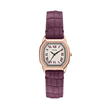 Load image into Gallery viewer, Harlow Three-Hand Burgundy Croco Leather Watch
