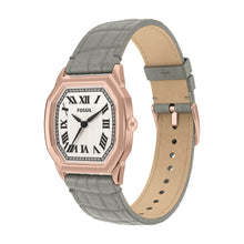 Load image into Gallery viewer, Harlow Three-Hand Grey Croco Leather Watch
