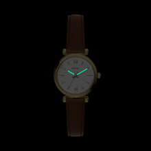 Load image into Gallery viewer, Carlie Mini Three-Hand Brown Leather Watch
