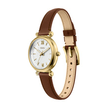 Load image into Gallery viewer, Carlie Mini Three-Hand Brown Leather Watch
