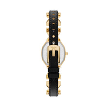 Load image into Gallery viewer, Harlow Three-Hand Black Leather and Gold-Tone Stainless Steel Watch
