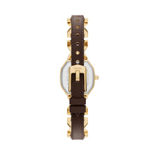 Load image into Gallery viewer, Harlow Three-Hand Brown Leather and Gold-Tone Stainless Steel Watch

