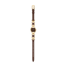 Load image into Gallery viewer, Harlow Three-Hand Brown Leather and Gold-Tone Stainless Steel Watch
