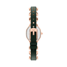 Load image into Gallery viewer, Harlow Three-Hand Green Leather and Rose Gold-Tone Stainless Steel Watch
