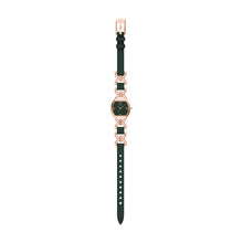 Load image into Gallery viewer, Harlow Three-Hand Green Leather and Rose Gold-Tone Stainless Steel Watch

