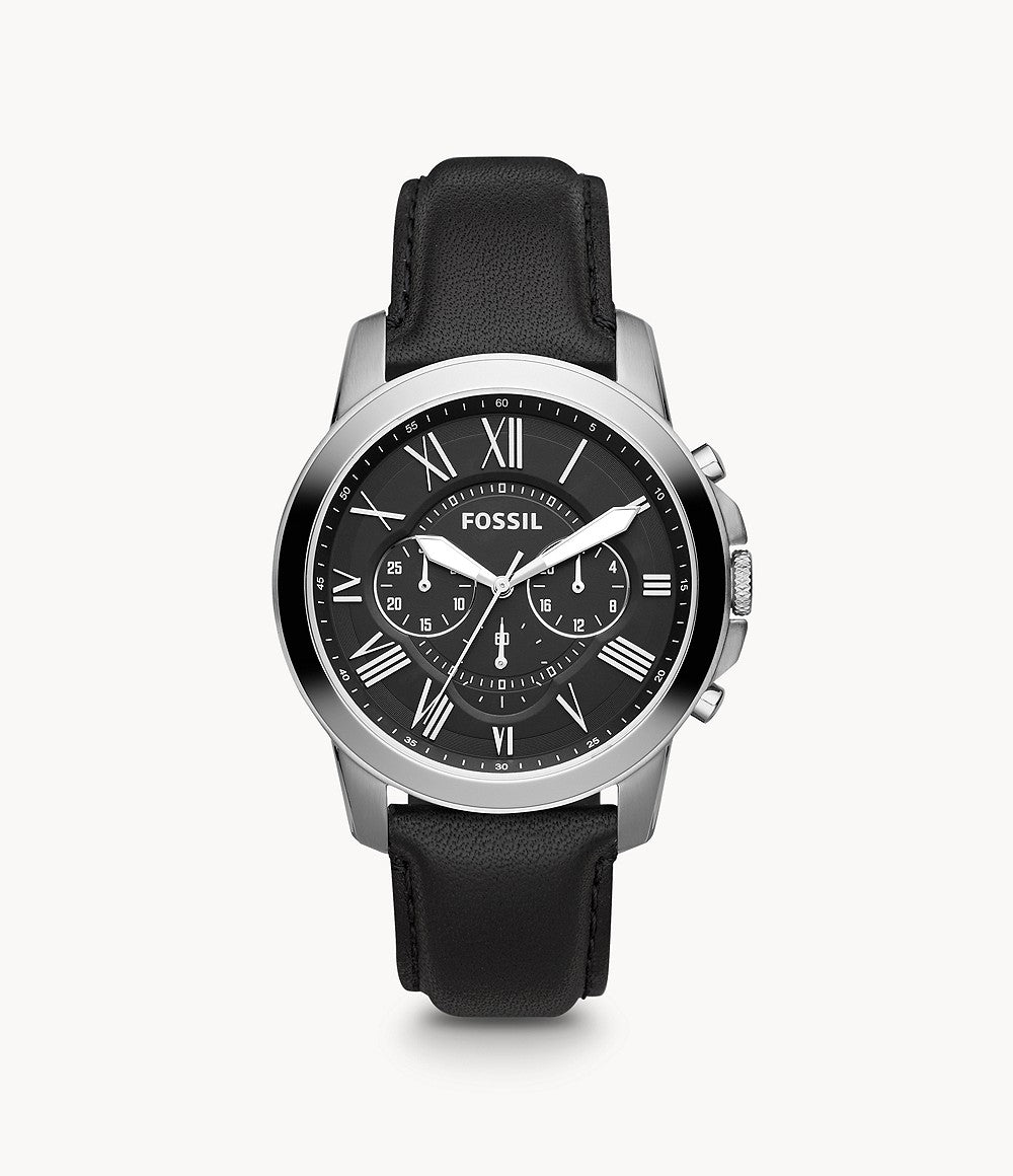 Grant Chronograph Black Leather Watch