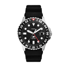 Load image into Gallery viewer, Fossil Blue GMT Black Silicone Watch

