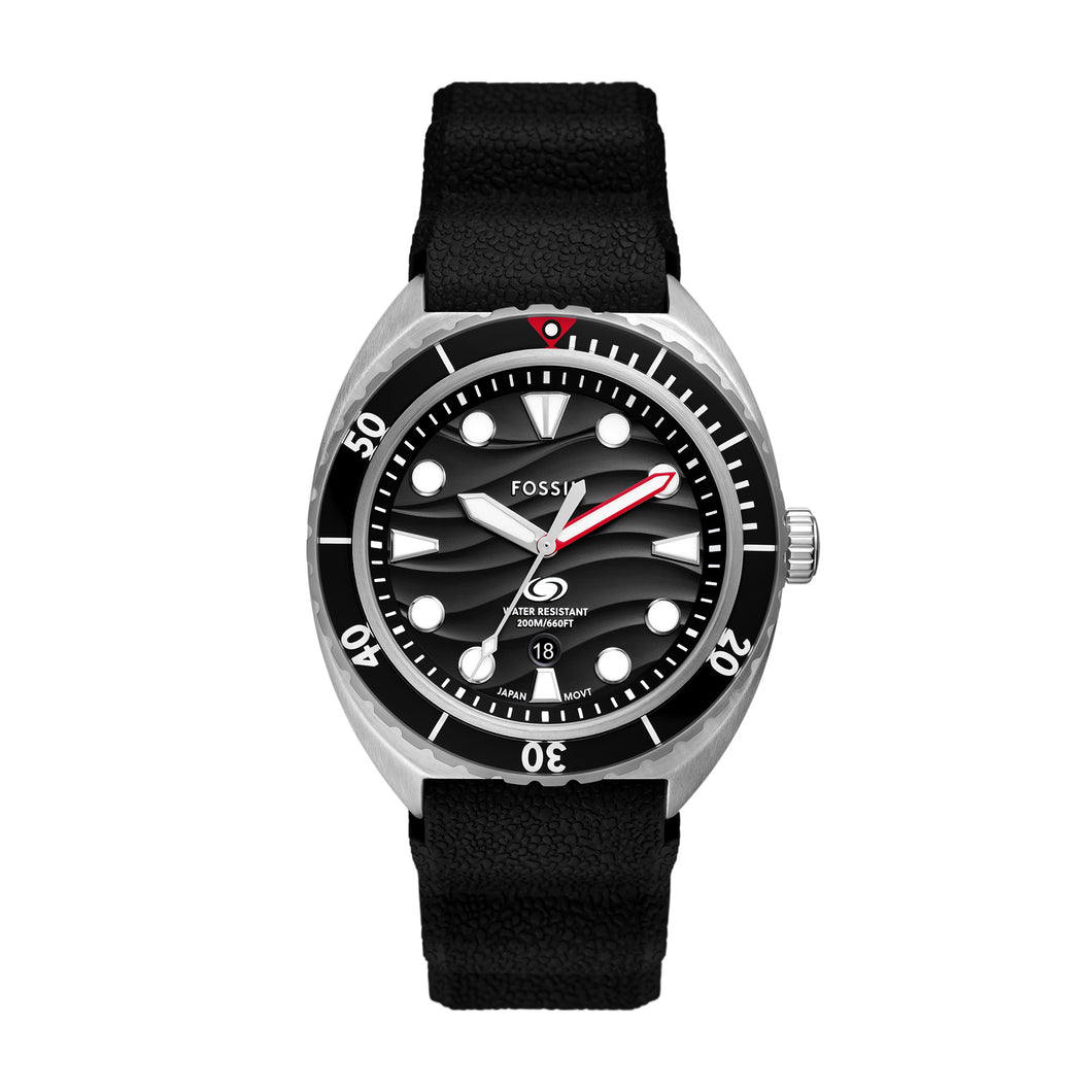 Breaker Three-Hand Date Black Silicone Watch