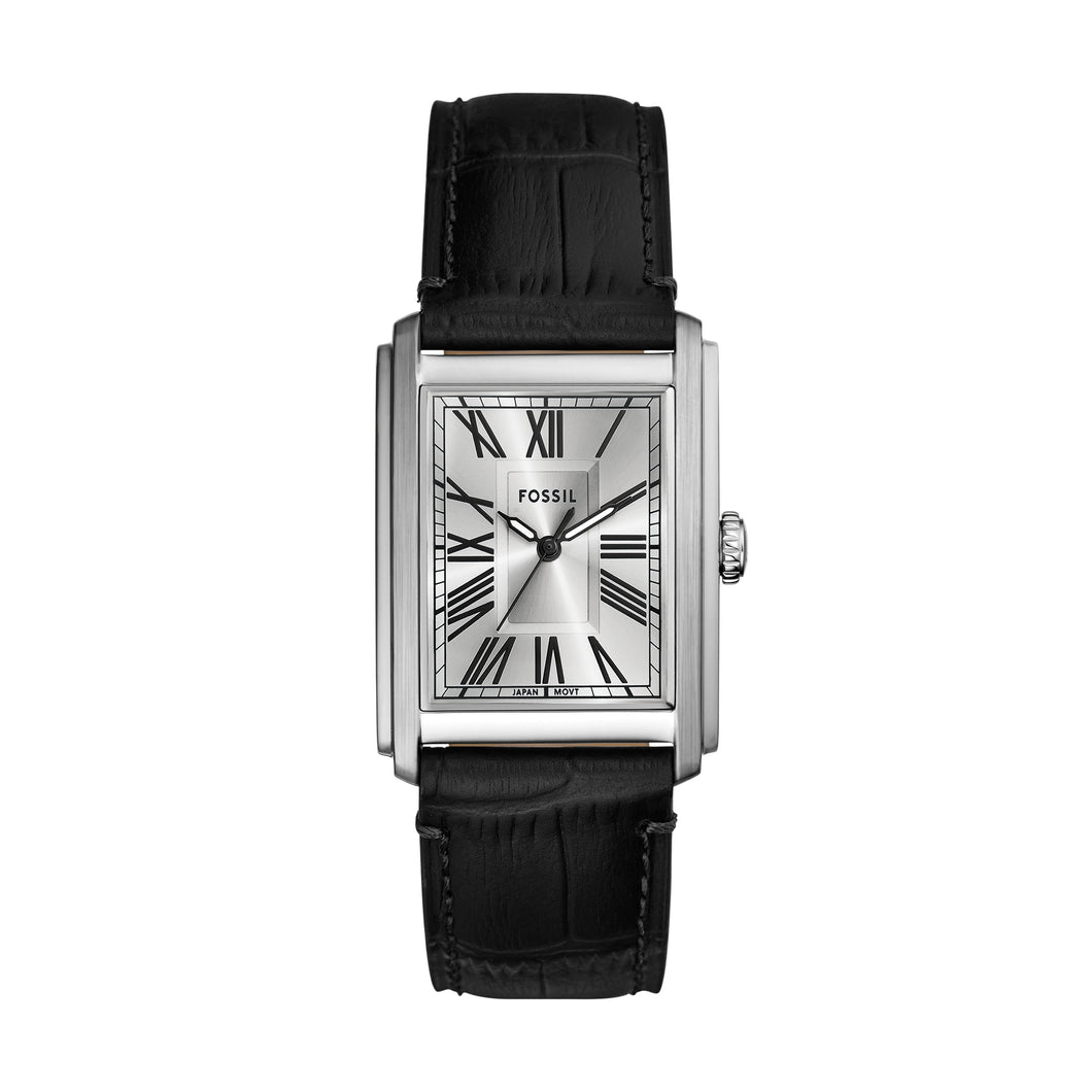 Carraway Three-Hand Black Croco Leather Watch