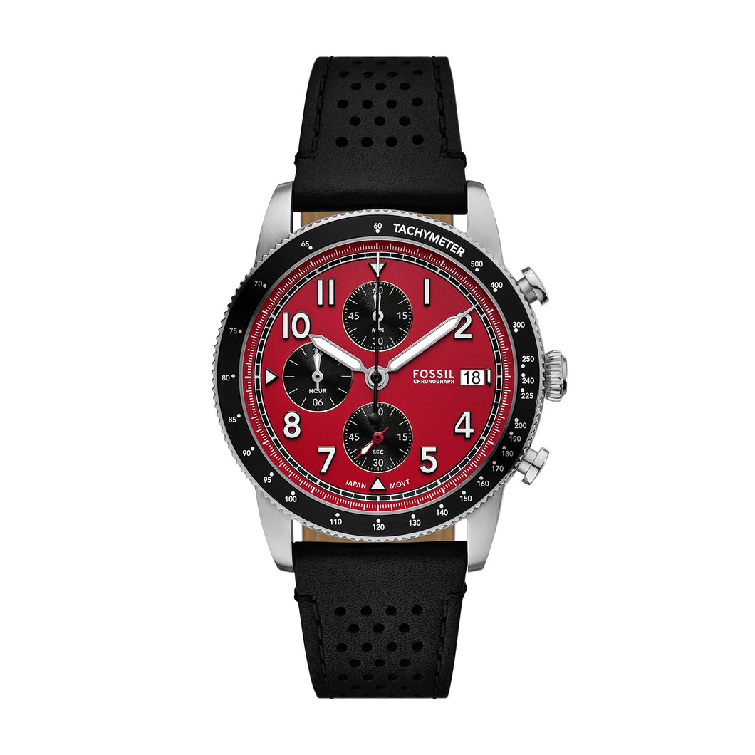 Sport Tourer Chronograph Black Leather Watch