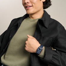 Load image into Gallery viewer, Carraway Three-Hand Navy Croco Leather Watch
