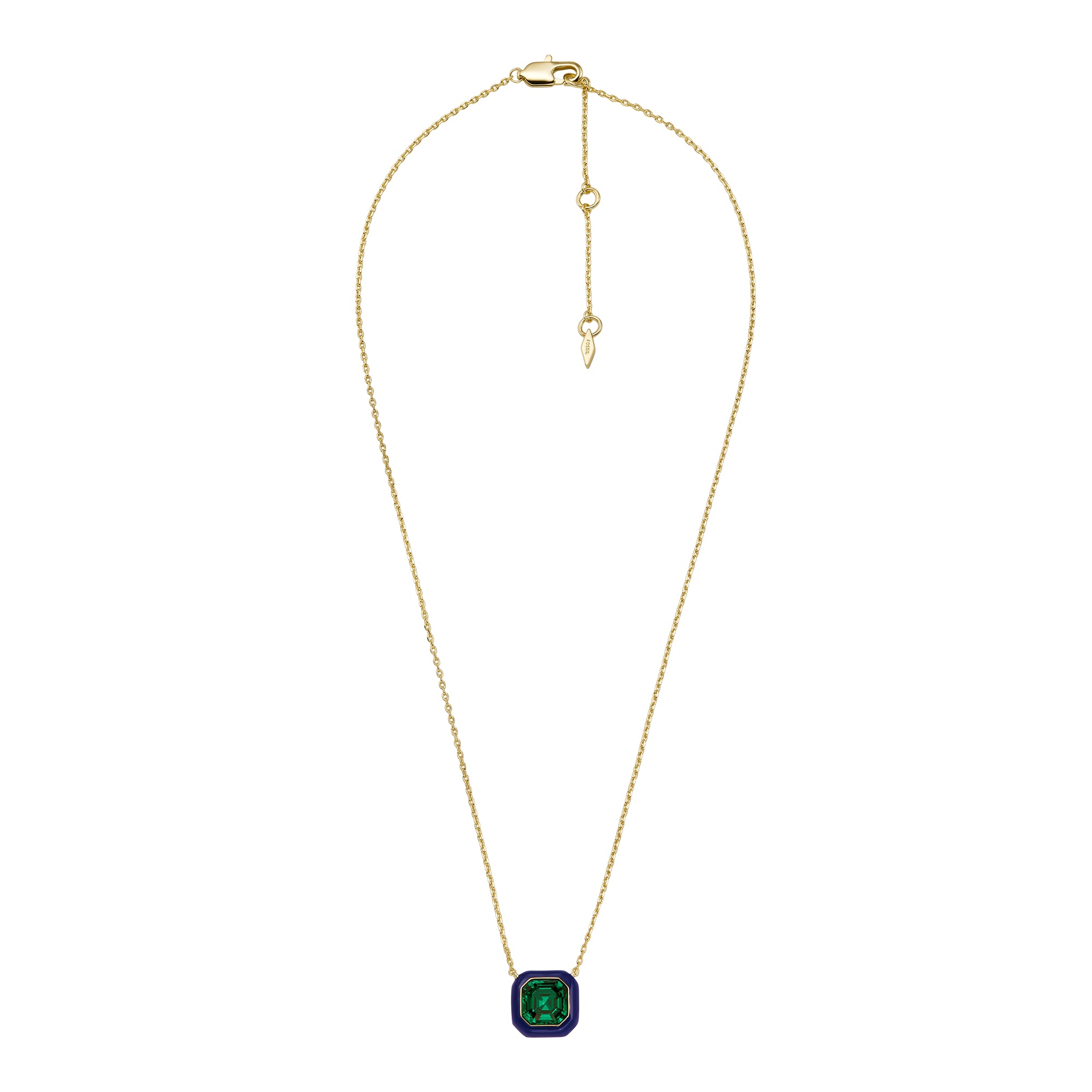 Candy Jewels Blue Enamel and Green Crystal Chain Necklace – Fossil