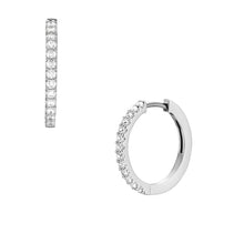 Load image into Gallery viewer, Ellis Pavé Glitz Silver-Tone Brass Hoop Earrings
