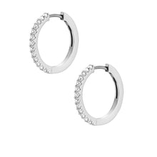 Load image into Gallery viewer, Ellis Pavé Glitz Silver-Tone Brass Hoop Earrings
