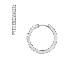 Load image into Gallery viewer, Ellis Pavé Glitz Silver-Tone Brass Hoop Earrings
