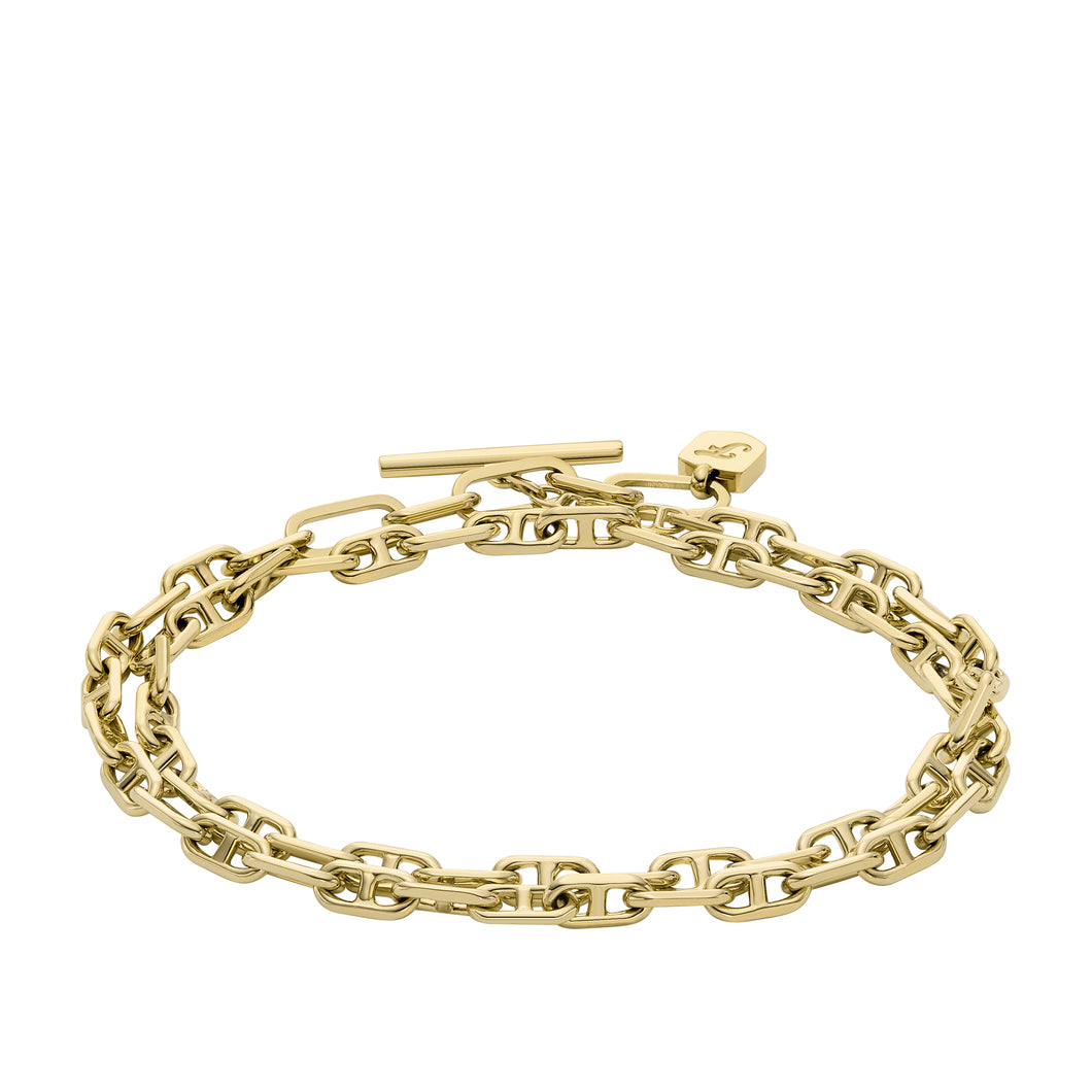 Heritage D-Link Gold-Tone Brass Chain Bracelet