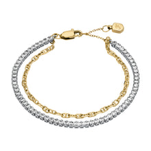 Load image into Gallery viewer, Heritage D-Link Glitz Two-Tone Stainless Steel Tennis Bracelet
