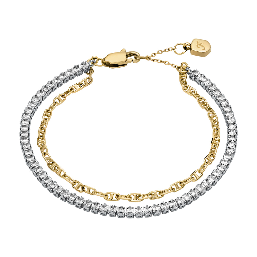 Heritage D-Link Glitz Two-Tone Stainless Steel Tennis Bracelet