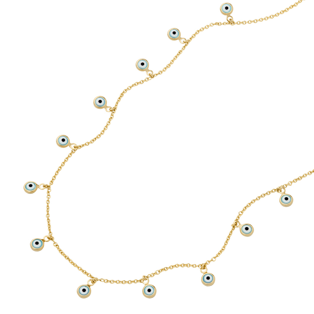 Sutton Evil Eye Brass Chain Necklace