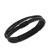 Load image into Gallery viewer, Townsman Multi-Strand Black Leather Bracelet
