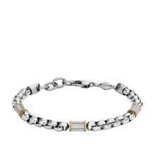Load image into Gallery viewer, Machine Knurled Texture Two-Tone Stainless Steel Chain Bracelet
