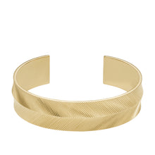 Load image into Gallery viewer, Harlow Linear Texture Gold-Tone Stainless Steel Cuff Bracelet
