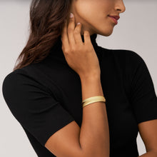 Load image into Gallery viewer, Harlow Linear Texture Gold-Tone Stainless Steel Cuff Bracelet
