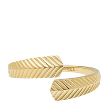 Load image into Gallery viewer, Harlow Linear Texture Gold-Tone Stainless Steel Wrap Ring
