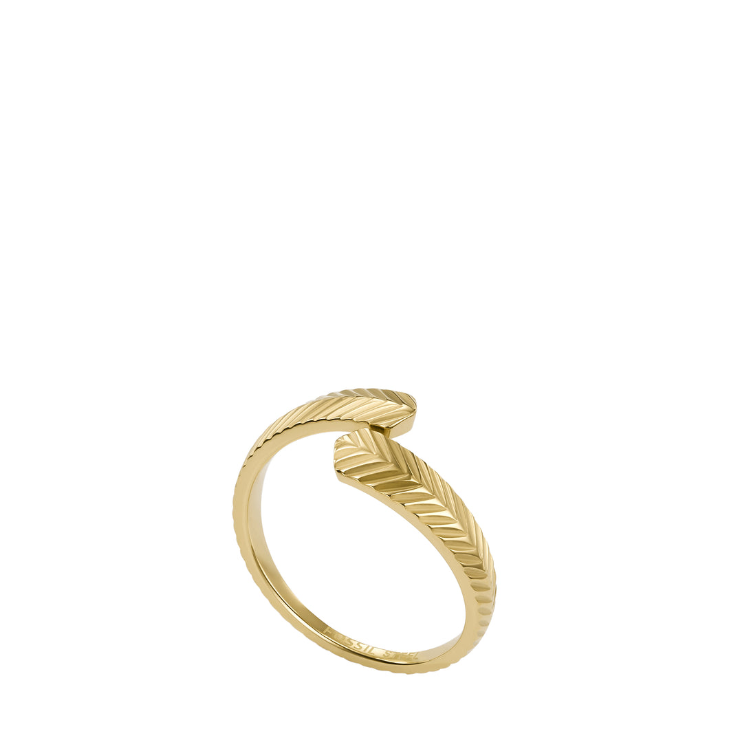 Harlow Linear Texture Gold-Tone Stainless Steel Wrap Ring