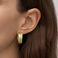 Load image into Gallery viewer, Harlow Linear Texture Gold-Tone Stainless Steel Hoop Earrings
