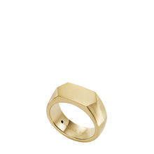 Load image into Gallery viewer, All Stacked Up Gold-Tone Stainless Steel Signet Ring
