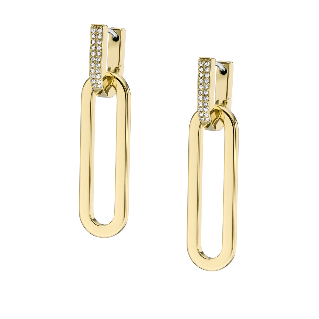 Heritage D-Link Glitz Gold-Tone Stainless Steel Drop Earrings