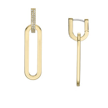 Load image into Gallery viewer, Heritage D-Link Glitz Gold-Tone Stainless Steel Drop Earrings
