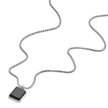 Load image into Gallery viewer, All Stacked Up Black Agate Pendant Necklace

