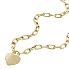 Load image into Gallery viewer, Harlow Linear Texture Heart Gold-Tone Stainless Steel Pendant Necklace
