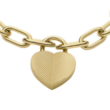 Load image into Gallery viewer, Harlow Linear Texture Heart Gold-Tone Stainless Steel Station Bracelet
