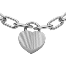 Load image into Gallery viewer, Harlow Linear Texture Heart Stainless Steel Station Bracelet
