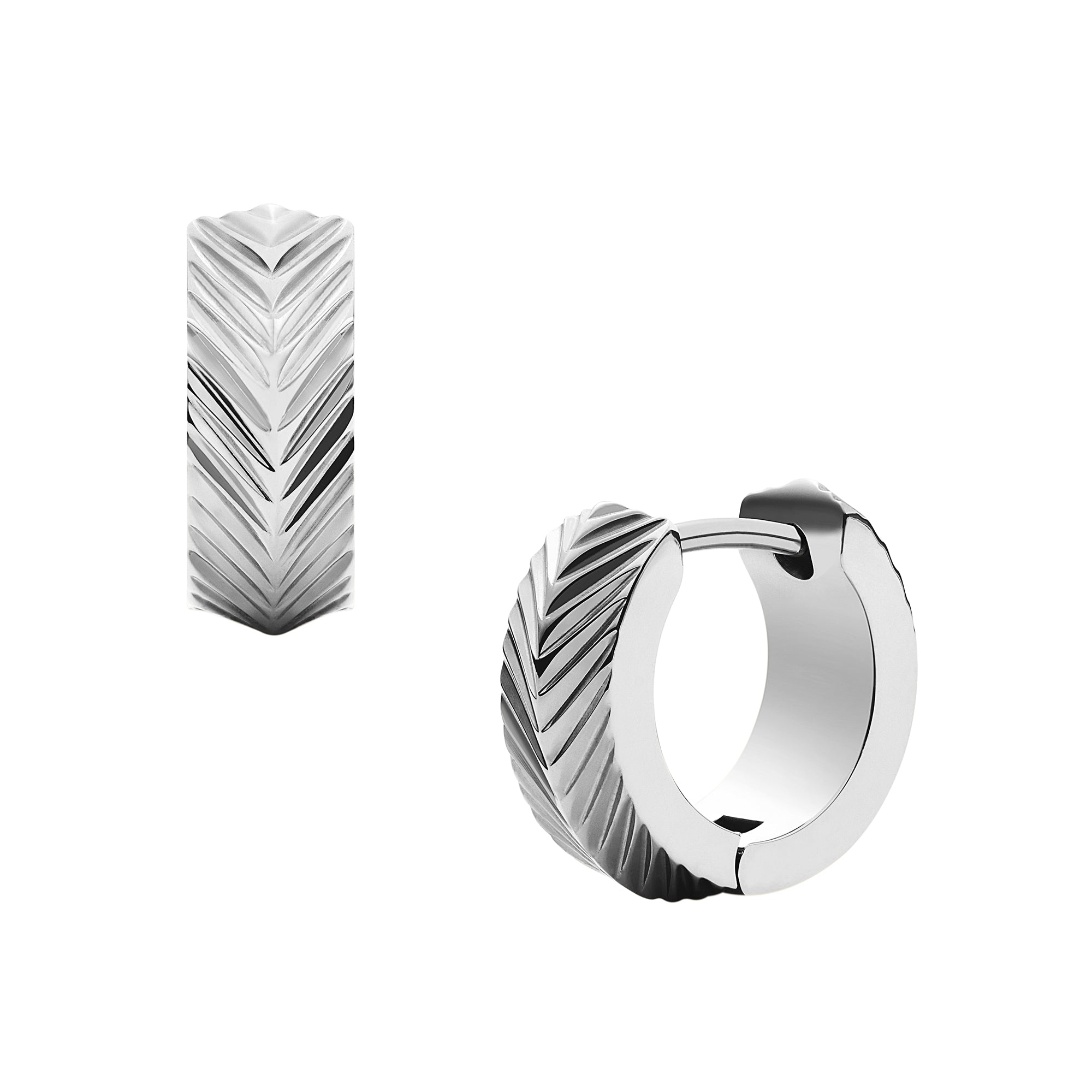 Fossil Harlow Linear Texture Stainless Steel Hoop Earrings – Fossil ...