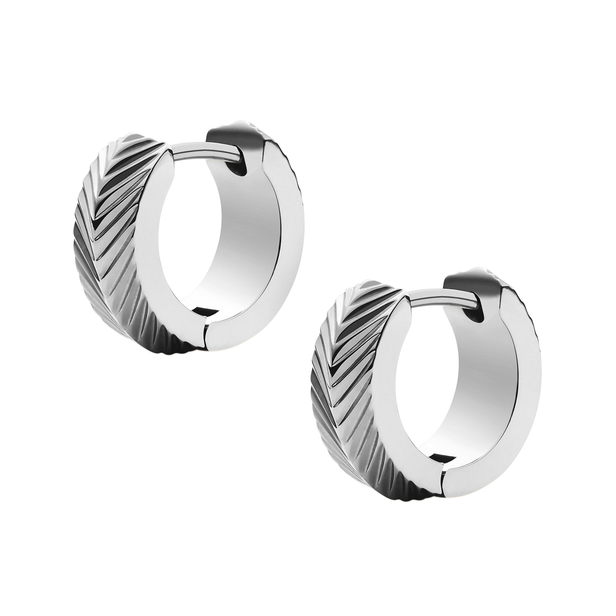 Fossil Harlow Linear Texture Stainless Steel Hoop Earrings – Fossil ...