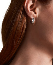 Load image into Gallery viewer, Harlow Linear Texture Stainless Steel Hoop Earrings
