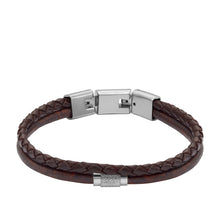 Load image into Gallery viewer, Machine Knurled Texture Brown Leather Multi-Strand Bracelet

