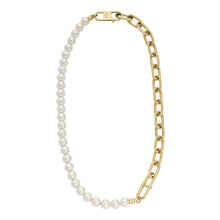 Load image into Gallery viewer, Heritage Pearl D-Link Gold-Tone Stainless Steel Chain Necklace
