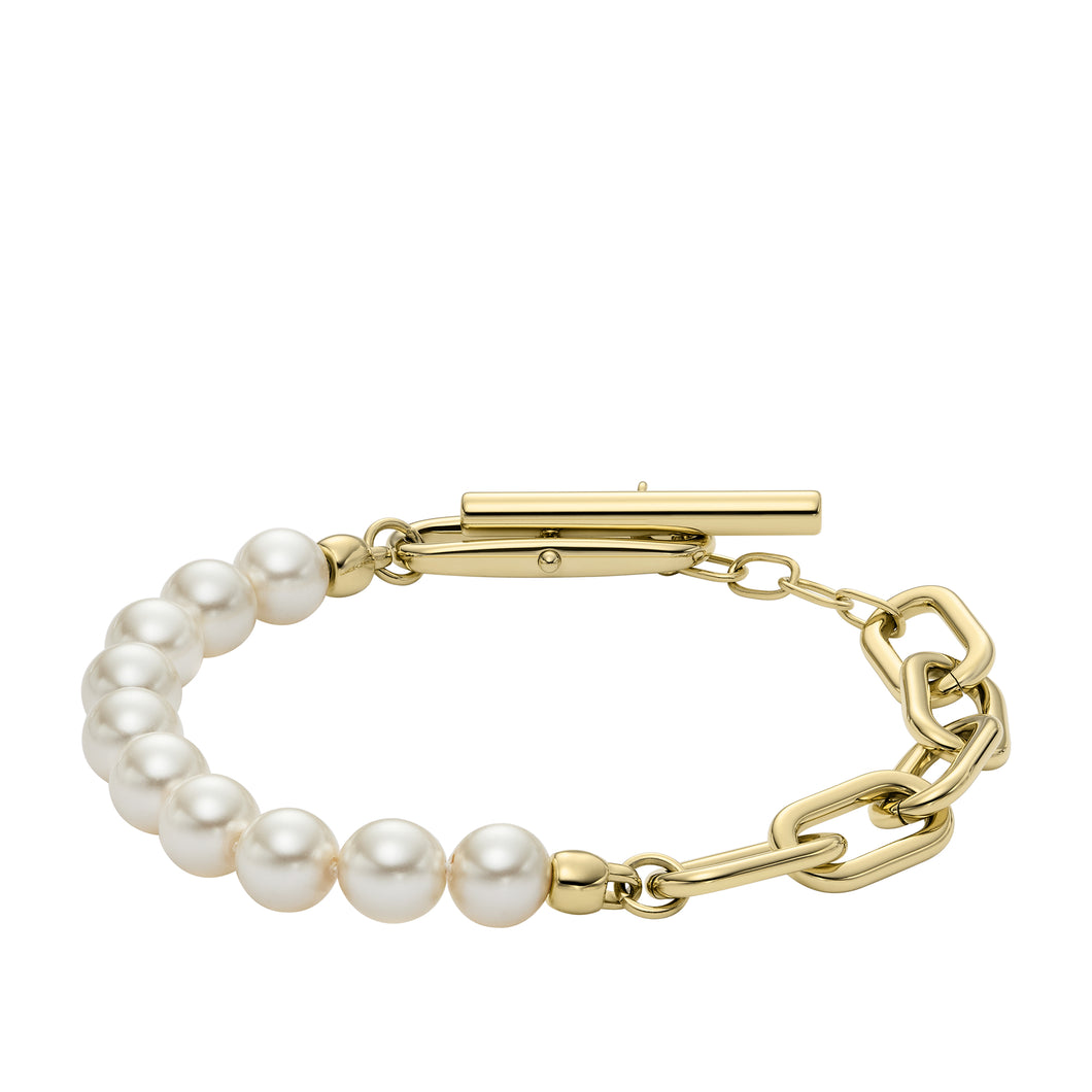 Heritage Pearl D-Link Gold-Tone Stainless Steel Chain Bracelet