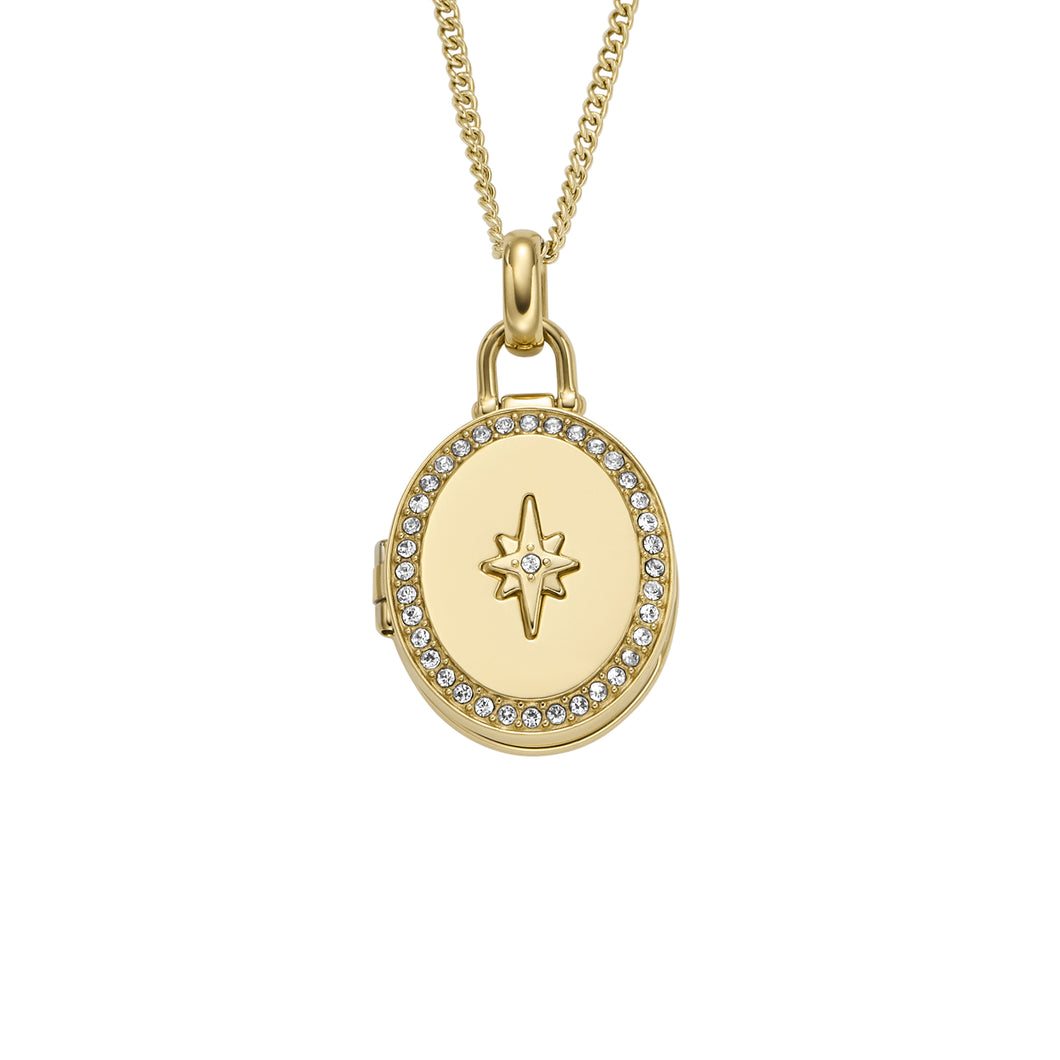 Locket Collection Gold-Tone Stainless Steel Pendant Necklace