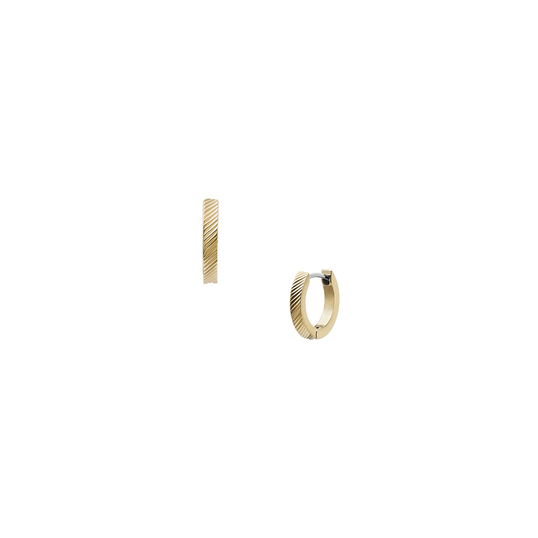 Harlow Linear Texture Gold-Tone Stainless Steel Hoop Earrings