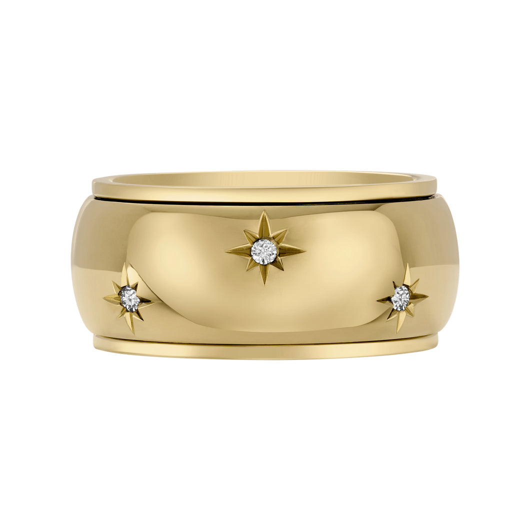 Sadie Shine Bright Gold-Tone Stainless Steel Fidget Band Ring