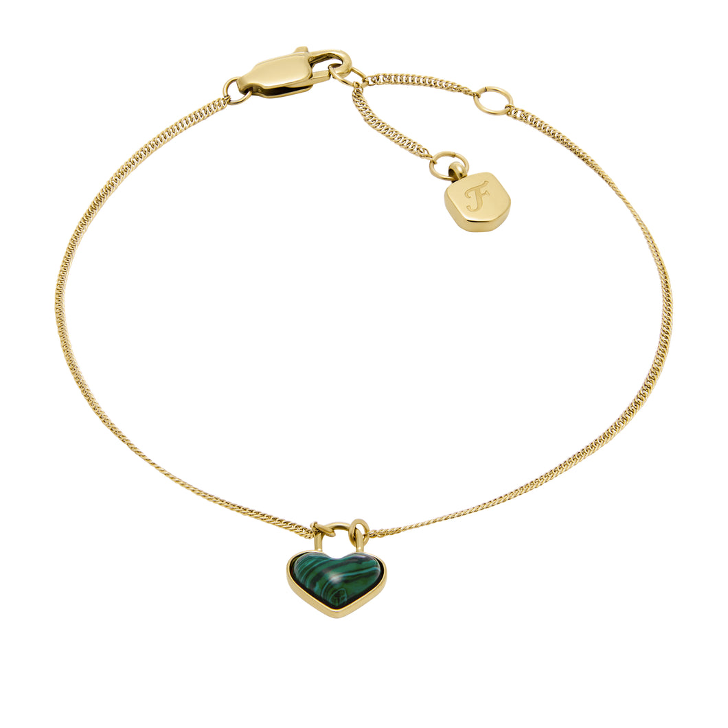 Modern Meadows Reconstituted Malachite Heart Chain Bracelet