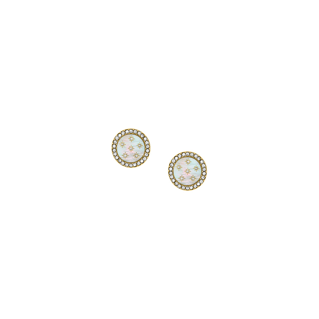 Classic Mother-of-Pearl Gold-Tone Stainless Steel Stud Earrings