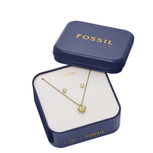 Load image into Gallery viewer, Gold-Tone Stainless Steel Heart Necklace and Earrings Gift Set
