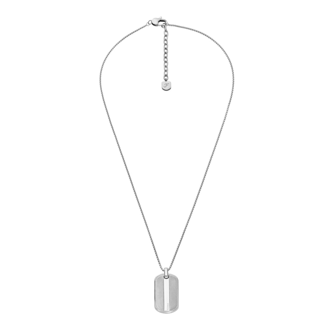 Knox Knurled Texture Stainless Steel Dog Tag Necklace